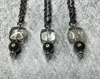 Necklace - Smokey quartz - pyrite - crystal pendant necklace - crystal necklace