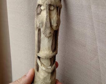Hand Carved driftwood spirit face, knife carving