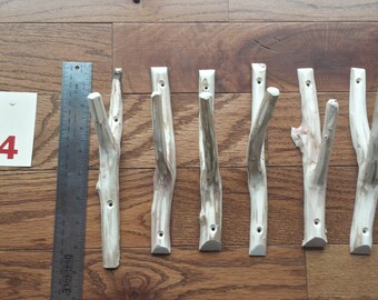 Tree branch wall hooks