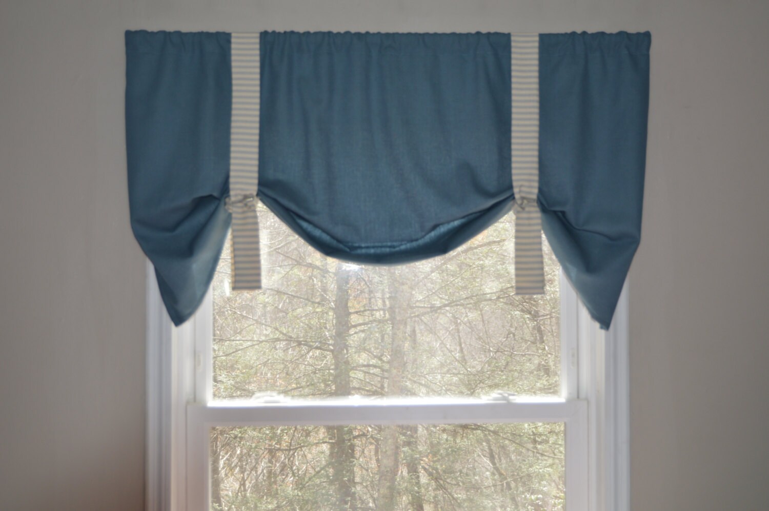 Window Valance Tie Up Blue Boys Nursery Zoom