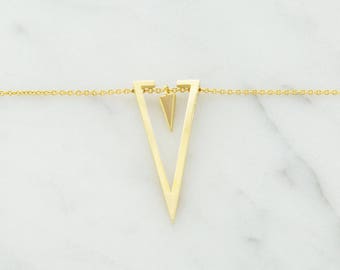 Triangle Necklace - Modern Geometric Gold Necklace - Simple Everyday Necklace - Layering Necklace