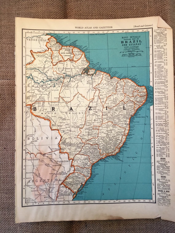 1937 map brazil vintage maps brazil the guianas bolivia