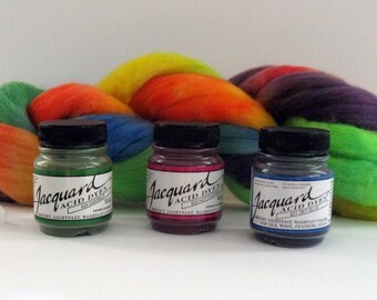 Acid Dyes, Jacquard (Kit of Three .5oz jars for protein fibers and most nylons - just use vinegar and heat)