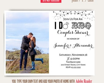 I do bbq wedding invitation, printable wedding invitation, Wedding templates, Instant download Self editable PDF A646