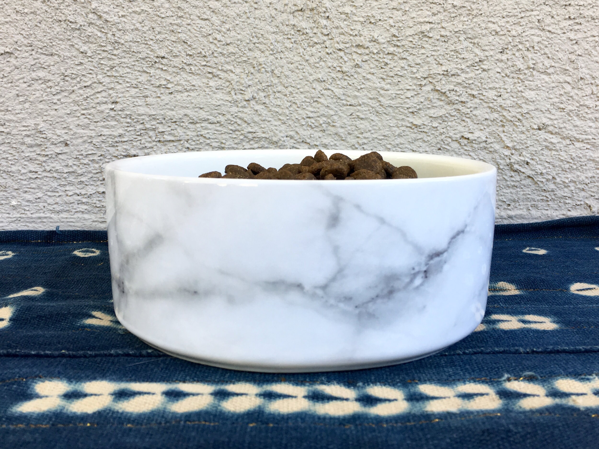 Ceramic Dog Bowl in White Marble // Modern Food & Water Dish