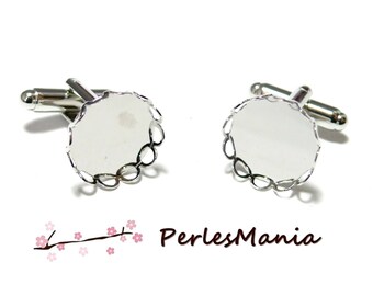 2 support cufflinks wave 31920 platinum silver 14 mm ID