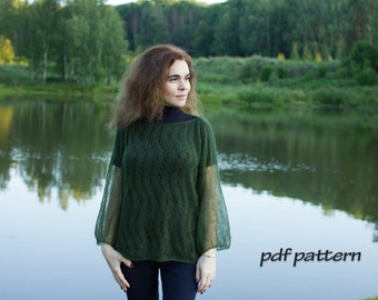 KNITTING PATTERN Hippie tunic Lace boho top Easy pattern Knitting tutorial Hippie pullover Lace tunic Boho pullover Easy pattern Top PATTERN
