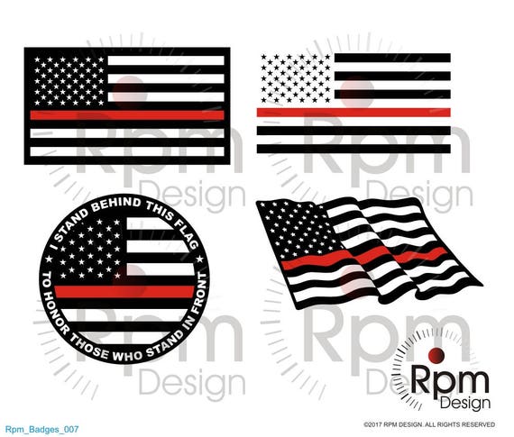 Red Line Flag SVG File Fireman SVG Firefighter SVG dxf