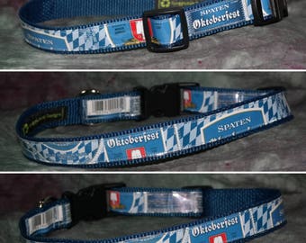 Adjustable Dog Collar from recycled Spaten Oktoberfest Ur-Marzen Beer Labels