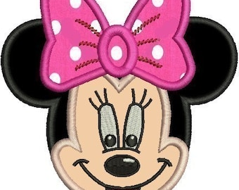 Applique Minnie Mouse Face Machine Embroidery Designs 4X4 and 5X7 Included - Instant Download Sale