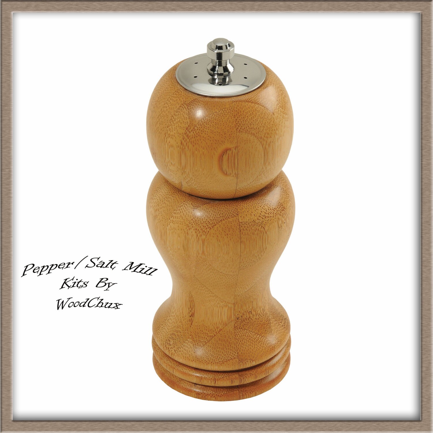 Peppermill Pepper Grinder & Salt Shaker Chrome Woodturning