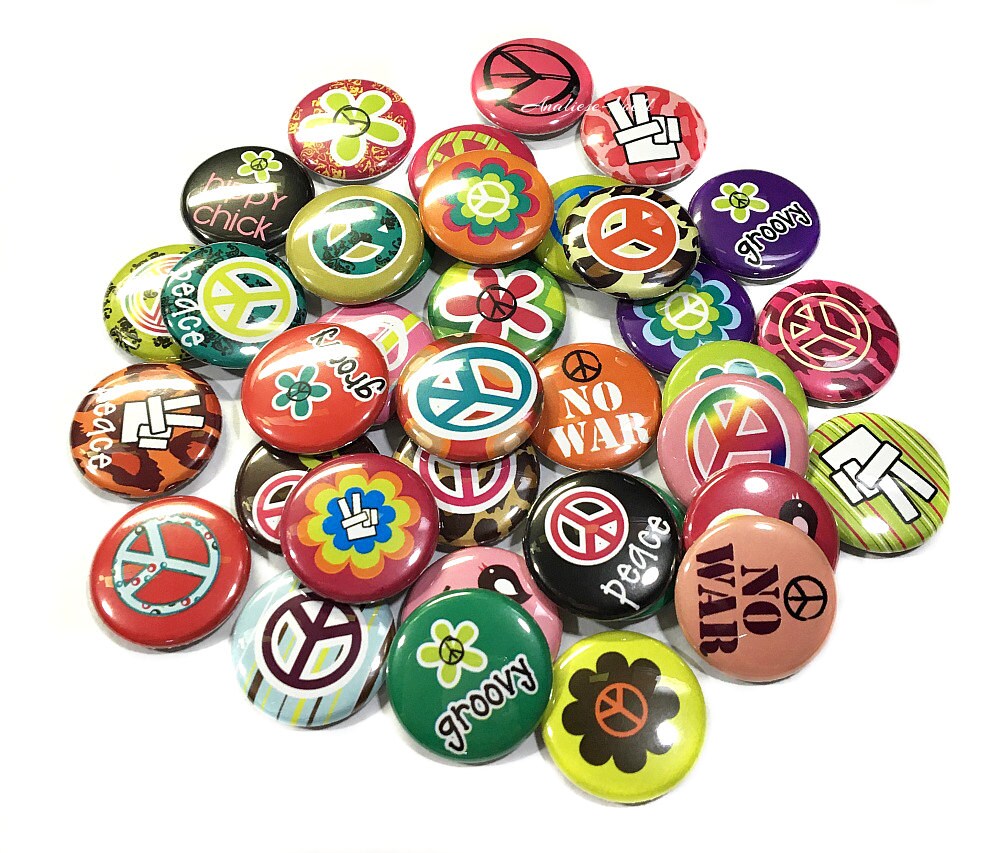 Hippie 1 Button Hippie Button No War Pin Peace