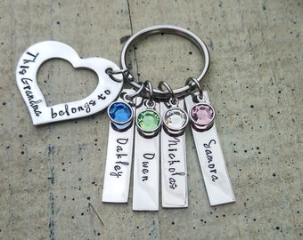 Custom Grandma Key chain / hand stamped jewelry / Grandma Keychain / personalized Grandma Keychain / Grandma 1 2 3 4 5 6 name Keychain