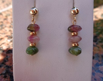 Earrings in gold 585 with tourmaline
