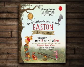 Winnie the Pooh Birthday Invitation | Hundred Acre Woods Birthday Invitation