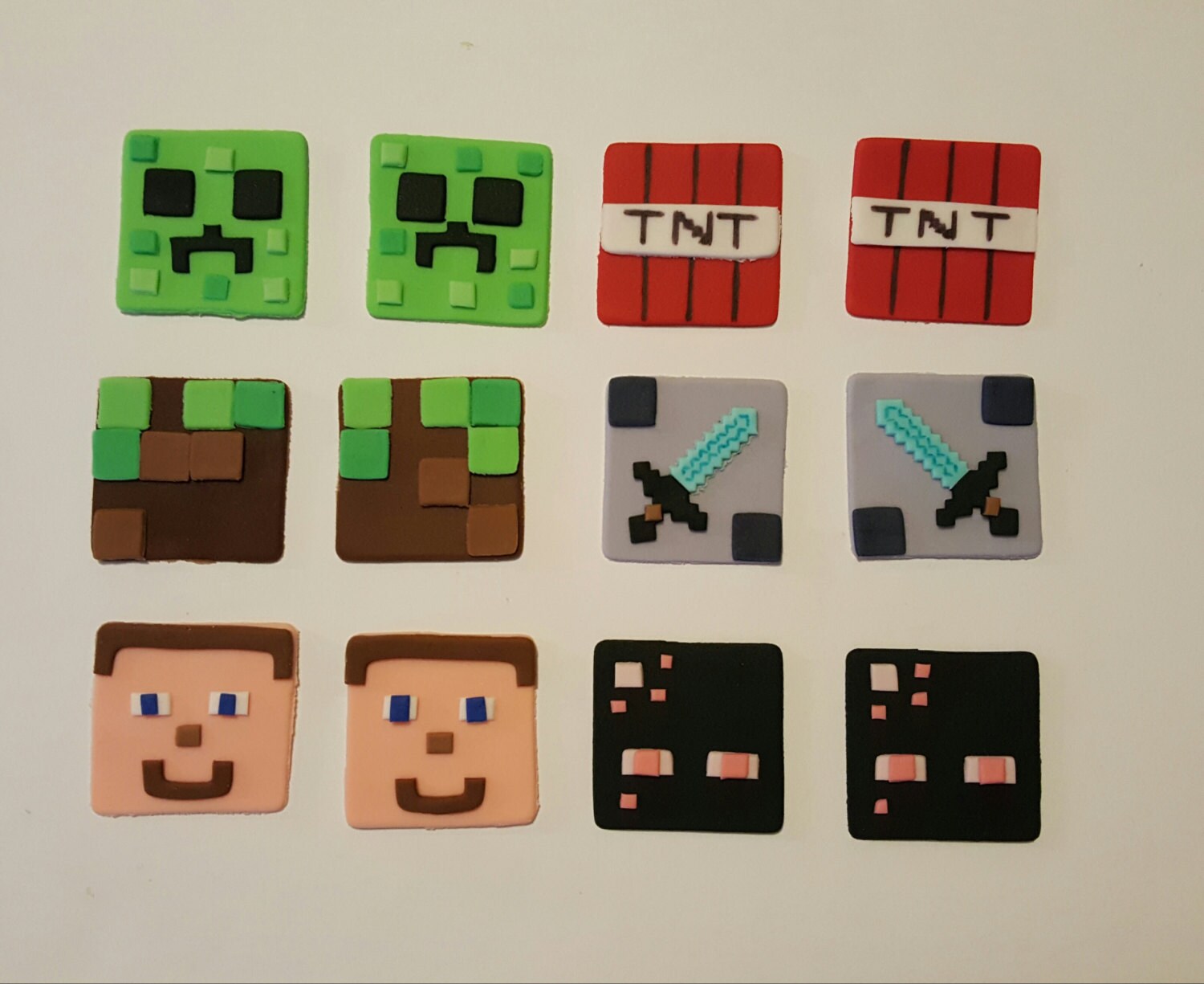 Minecraft inspired cupcake toppers edible fondant