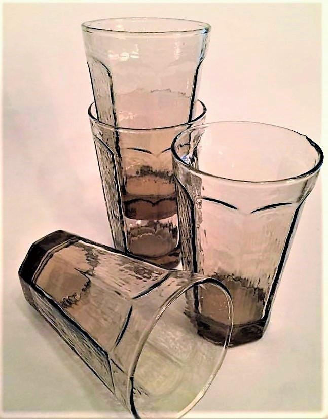 Vintage Glassware Drinking Glasses Set of 4 Glasses Brown