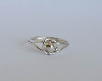 Bow and Pearl silver ring