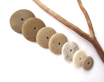 Natural Stone Cairn Mediterranean Beach Stone Stacks Pebble Rock Donut Beads River Stone Spacers EARTHY WHEELS 16-32 mm