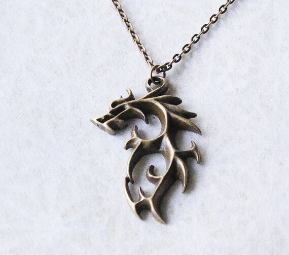 Dragon Necklace / Wolf Necklace / Brass Dragon Necklace