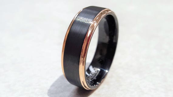 Tungsten Ring Men's Tungsten Wedding Band Black Tungsten
