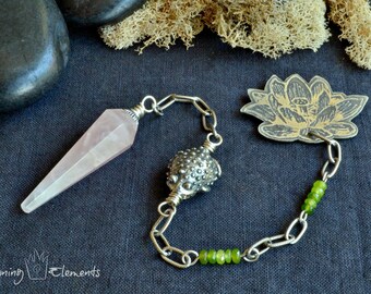 Rose Quartz Lotus Pendulum