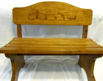 Personalized Wood Children's Bench- Custom Engraved Design