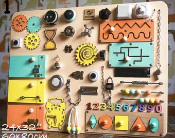 Busy Board, Lock Latch for Toddler, Developing Toy, Baby Sensory Board, Montessori Toy, Puzzle on Board, Boy and Girls Board