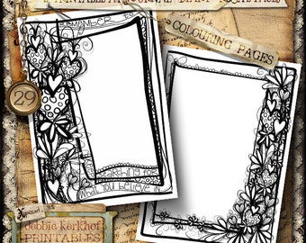 Printable Coloring Journal Page, Diary pages, Journal Pages, Junk Journal,