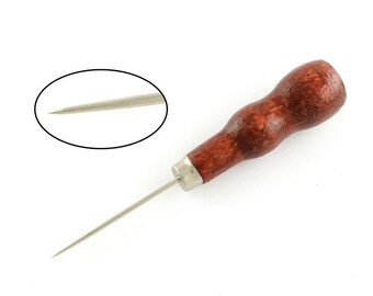 Bead Awl, Stainless Steel with Wood Handle, Bead Reamer, Jewelry Tool, 125x20mm, Pin 1-1.9mm, Hand Tool
