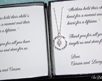 Set of TWO Mother of the Bride, Mother of the Groom Gifts, Cards with Eternity Pearl necklaces,Mother of the Groom gift, Mothers Jewelry