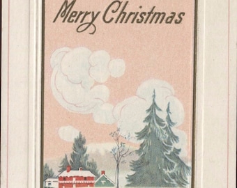 Best Wishes for A Merry Christmas Country House Christmas Vintage Postcard 123