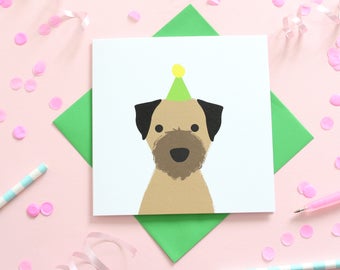 Birthday Border Terrier Card