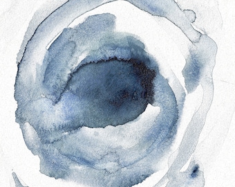 Original 5 x 7 inch watercolor abstract blue painting