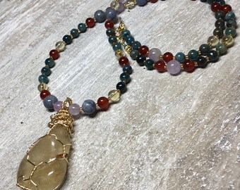 Brigid Necklace Dragonfae Power Necklace Citrine Amethyst Carnelian Apatite Goddess Brigid