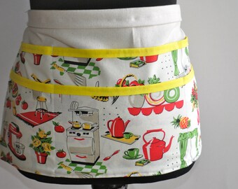 50's Kitchen apron, Vintage Kitchen Teacher Apron, Utility Apron, Teacher Apron, Women's Vendor Apron, Vintage kitchen money apron, Teachers