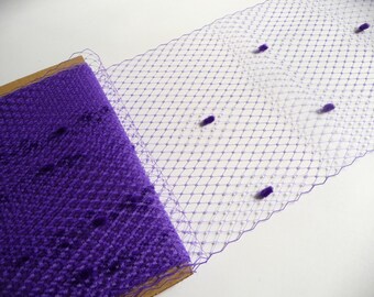 9 Inch Purple Dot Veiling for Hats Millinery Supply Chenille Spotted Birdcage Russian French Netting DIY Veils Blushers Fascinators