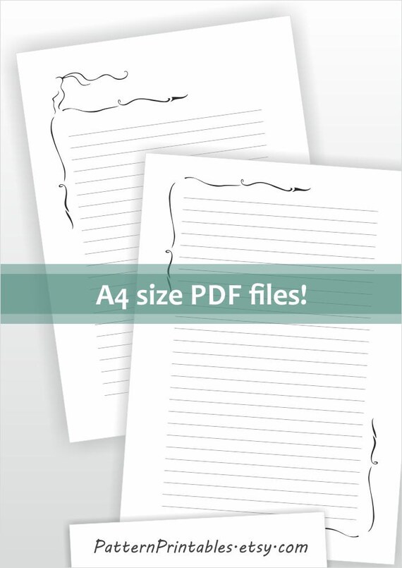 download for a4 size lined letter writing paper printable pdf file digital stationery black and white ballerina design dancer from patternprintables on