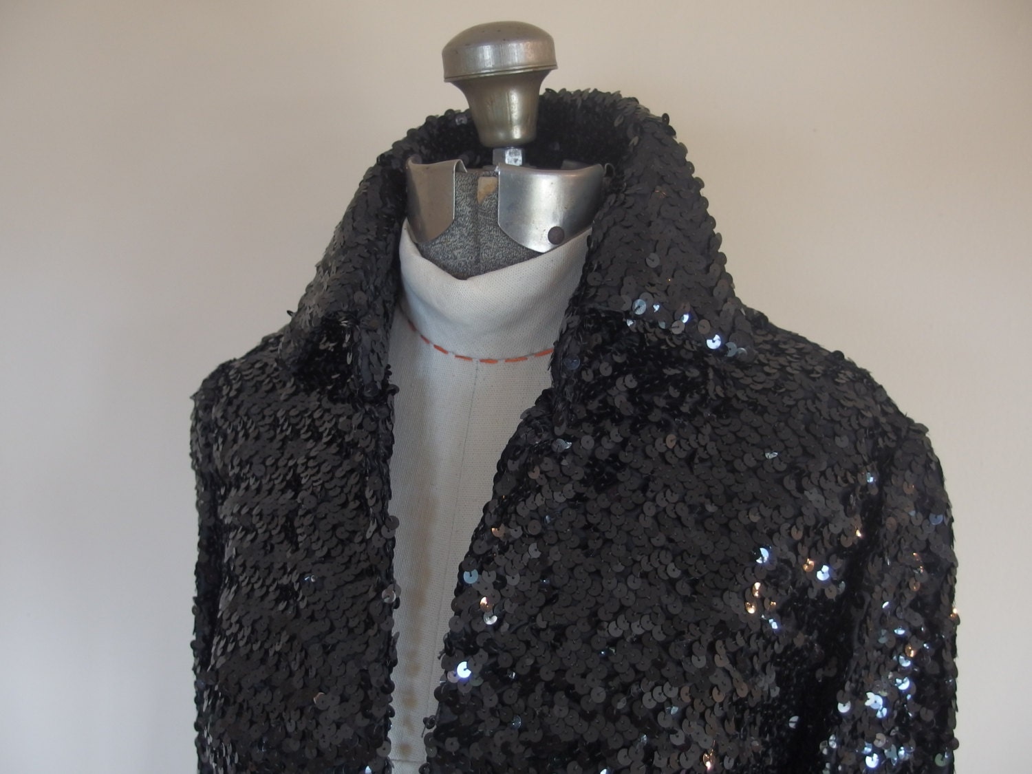 1970s Women's Black Sequin Evening Jacket