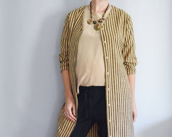 Vintage Striped Silk Duster | Small-Large