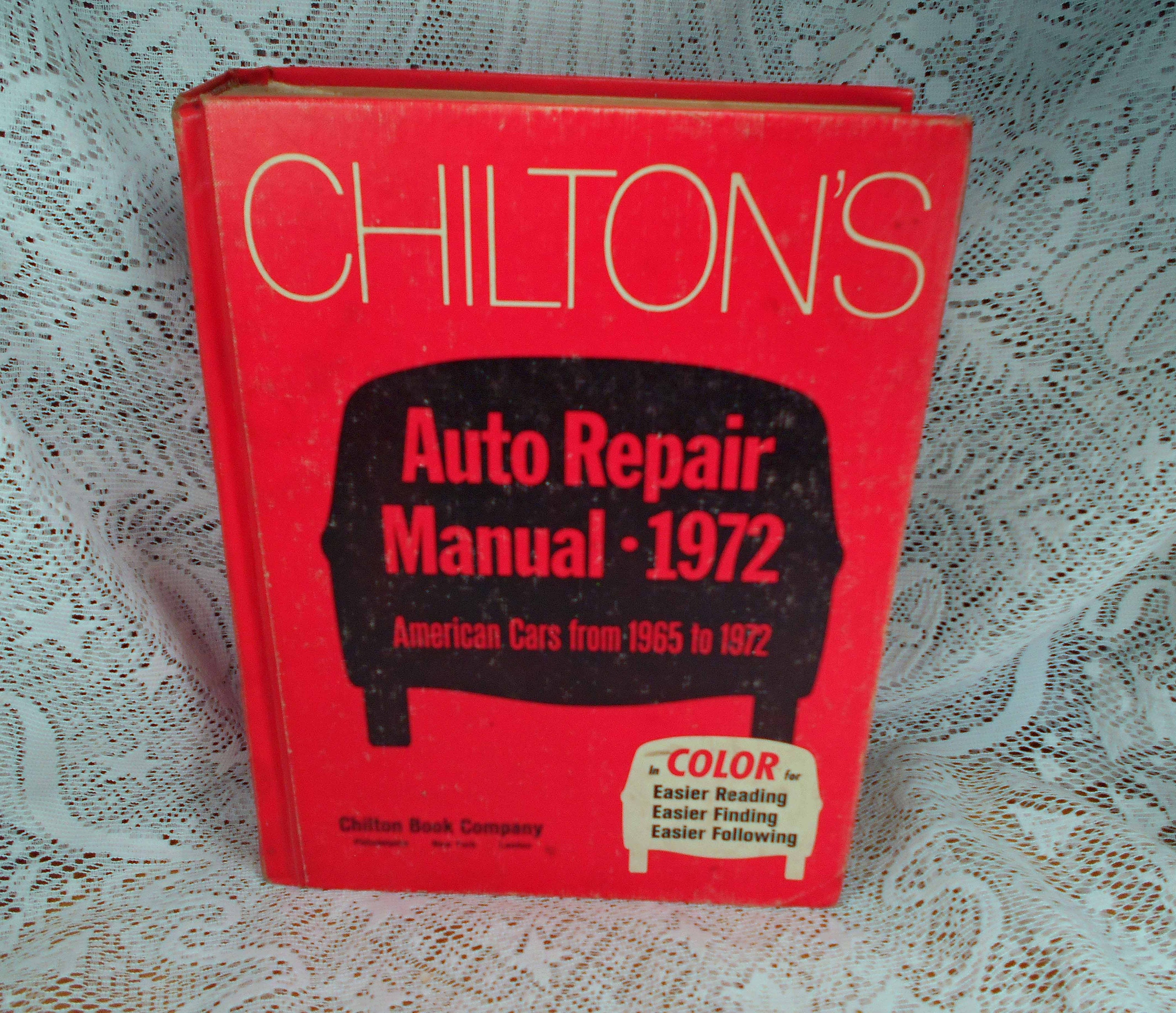 Description. This is a large heavy book for Chilton's Auto Repair Manual- 1972".