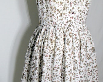 Vintage Dress circa 1950s Sleeveless dress floral dress, Rooster, Shirtwaist dress 50s medium, Georgia Griffin Fashions