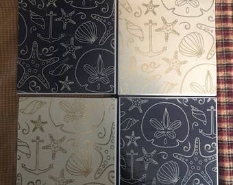 Set of 4 Coasters- Anchor/Starfish