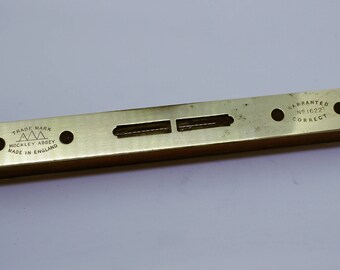Antique Hockley Abbey Brass Faced Mahogany Spirit Level, Warranted Correct, No 1622, Made in England, 8" inches.