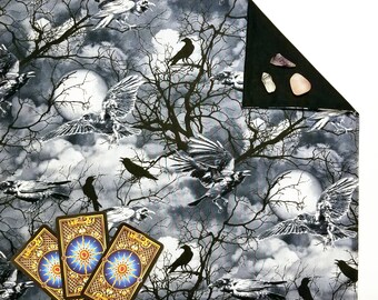 Raven Sky Tarot Cloth or Altar Cloth 18" x 20" Velvet or Silk Lining Options