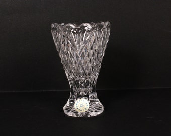 Crystal vase - Small crystal vase - Cut crystal vase - Czechoslovakia crystal vase - Bohemia lead crystal vase -Small vintage vase - 24% pbo