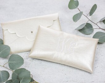 Embroidered Scalloped Clutch