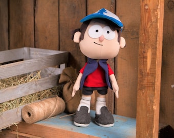 Gravity Falls Inspired - Dipper Pines plush doll, sits and stands, 12 in high