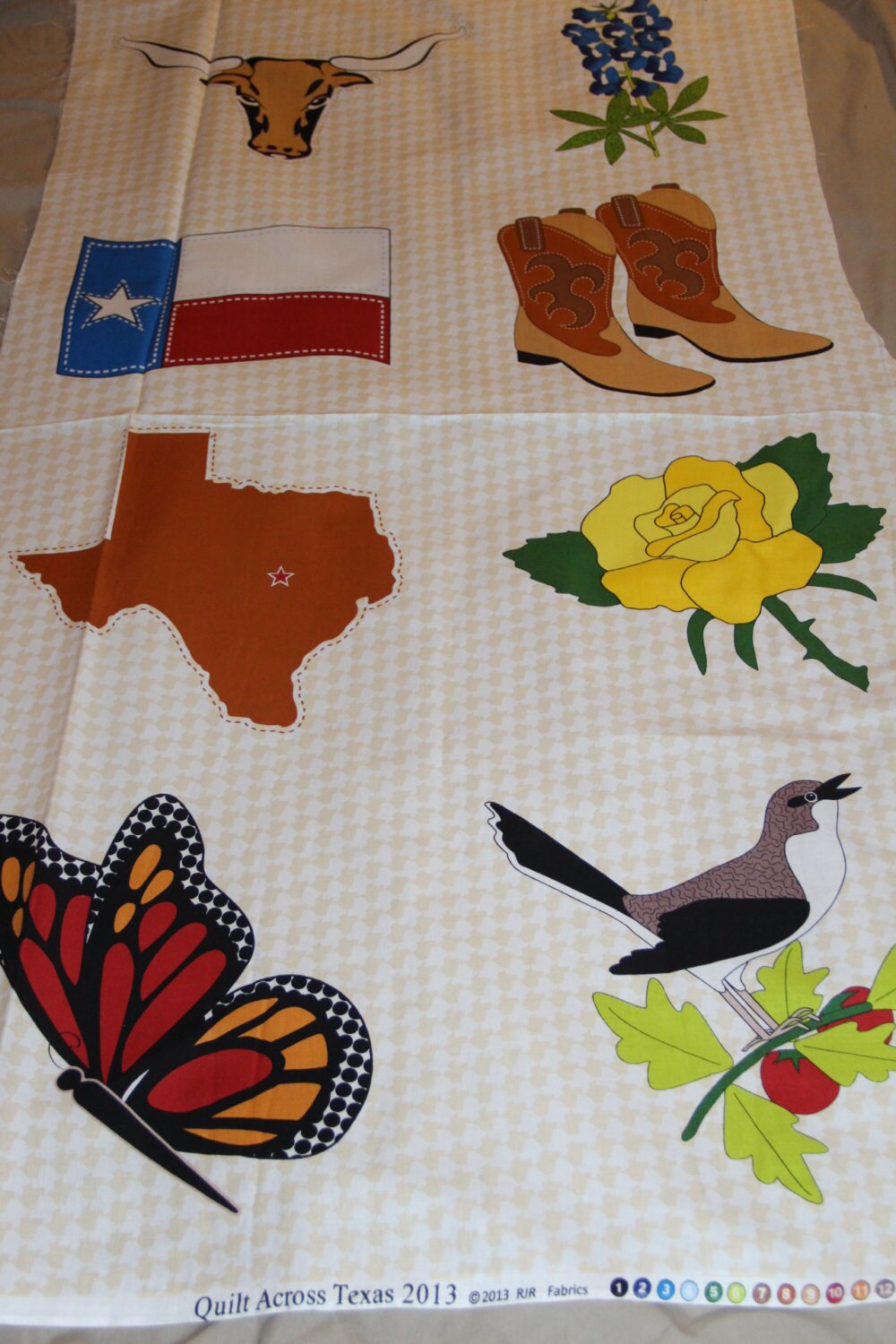 Quilt Across Texas 100 cotton fabric panel approx 23.5 inches