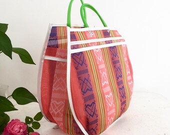 Tote L - Orange/white hearts